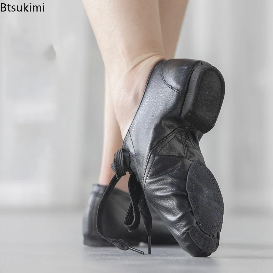 2026 Adult Kids 26-45 PU Leather Dance Shoe Women Dance Damen Schuhe Design Soft Lace Up Lady Practice Teacher Ballet Jazz Shoes