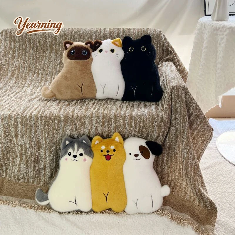 

Cute Cat Dog Connected Throw Pillow Sofa Cushion Nap Window Seat Cushion Living Room Decor Ornament