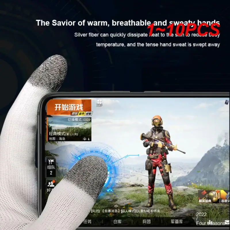 1~10PCS Two-finger Gaming Finger Sleeves Mobile Game Gloves Sweat-proof Touch Screen Finger Cots Seamless for Mobile Game