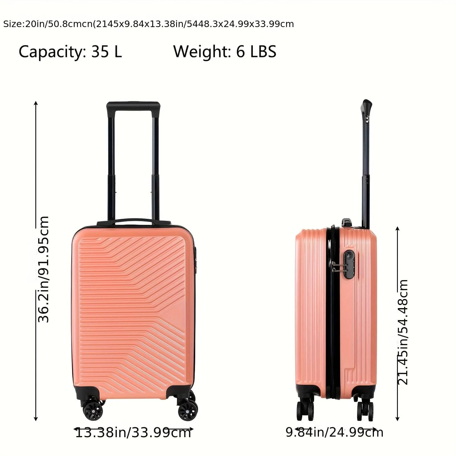20-Inch ABS Hard-Shell Carry-On Luggage Case With Silent Rotating Wheels That Can Rotate 360°. The Seamless Pattern Is Durable And Resistant To Drops. The Best Choice For Business Trips Or Travels. Rose Gold. Luggage Suitcase Trolley Suitcase Suitcase