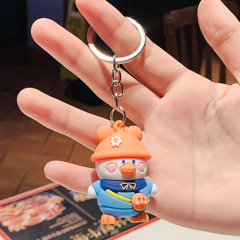 Creative Cartoon Cute Backpack Duck Keychain Pendant Shopping Bag Keychain Small Gift Car Pendant Decoration