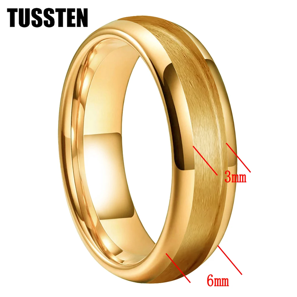 

TUSSTEN Wholesale Dropshipping 6MM Tungsten Blank Rings 3.0 GrooveFor Inlay Channel Polished Shiny Dome Edges