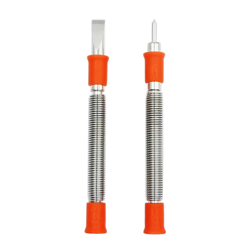 2Pcs Spring Tool Set Kit 5/16-Inch Chisel And 1/8-Inch Center Punch Set, Spring Loaded Rivet Removal Set For Wood