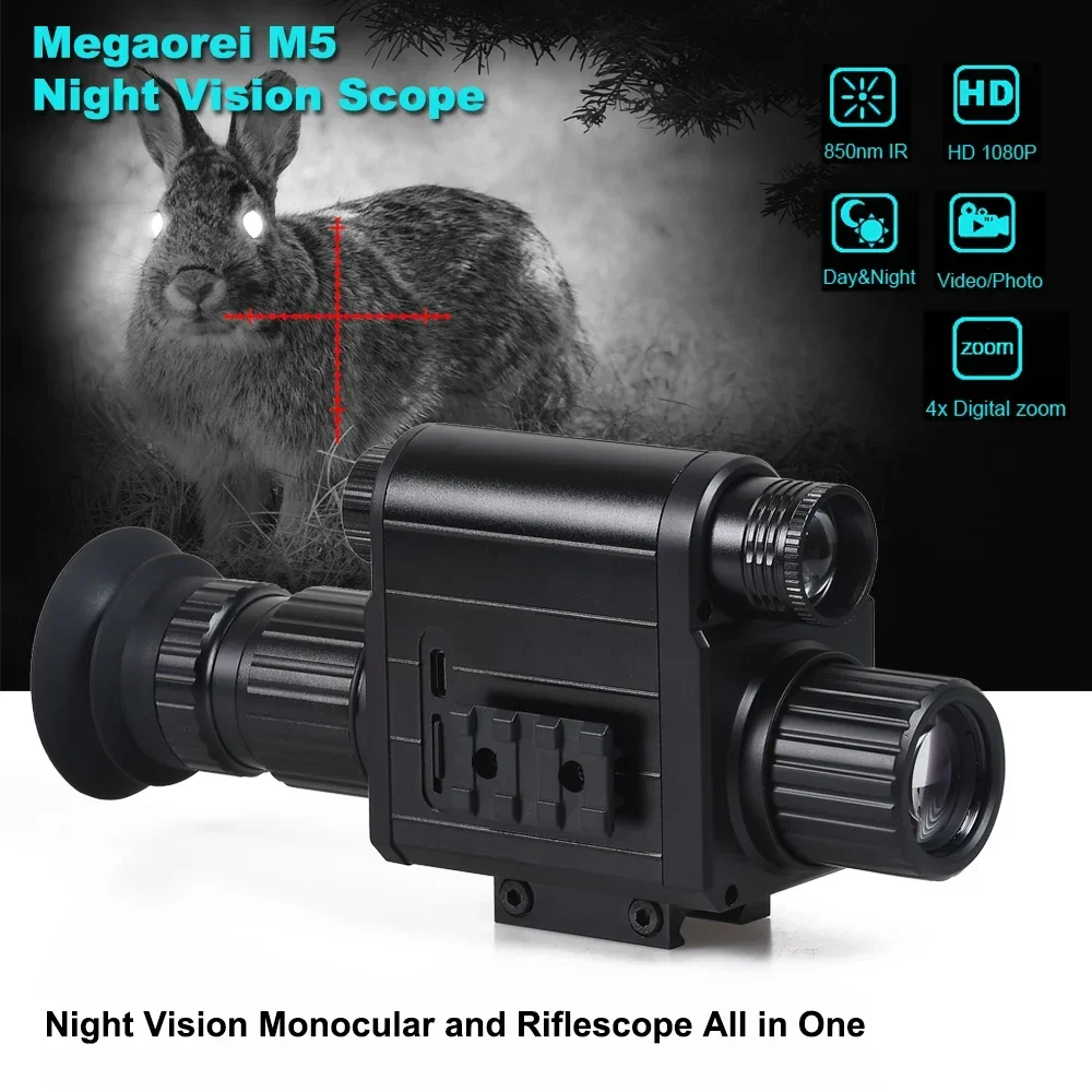 

Megaorei M5 Night Vision Scope Monocular 4X Digital Zoom Infrared IR Optics Riflescope 1080P Video Photo Hunting Cameras