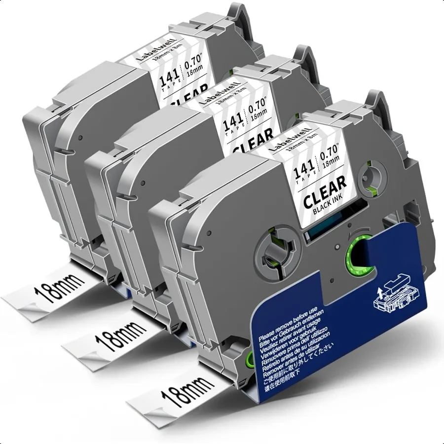 

18 мм 0,7 ламинированный черный прозрачный, совместимый с лентой для этикеток P Touch TZ TZe141 TZe141 Заправки для Ptouch PTD410 PTD400 PTD600 L
