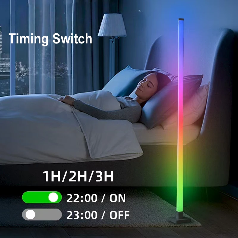 

Bedroom living room with remote control music synchronous, corner atmosphere lighting stand light modern LED floor lamp