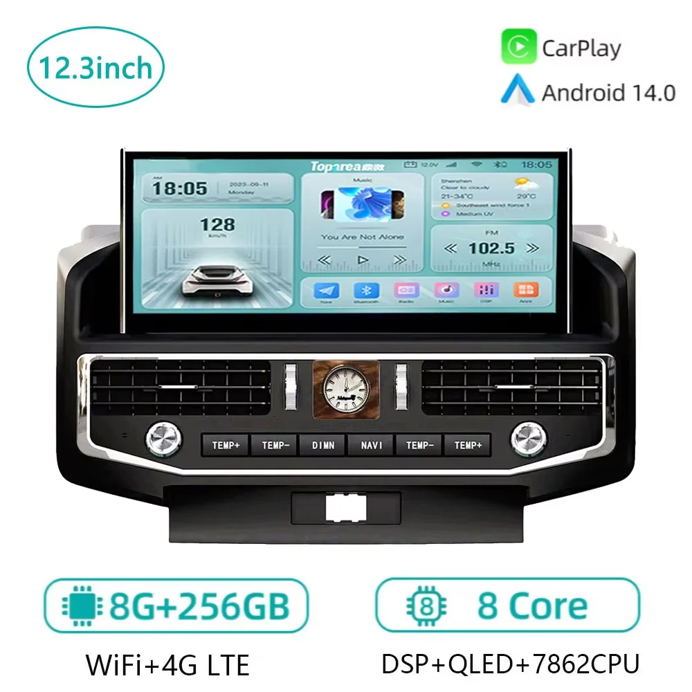 

Car Multimedia Player Radio For Toyota Land Cruiser 200 LC200 2008-2016 CarPlay Navigation GPS Head Unit 12.3inch Android 14