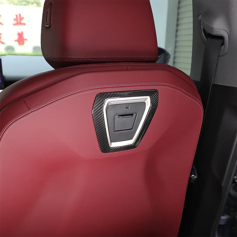 For BMW 5 Series G60 2024+ Real carbon fiber Car seat backrest charging port decorative frame sticker car interior accessories