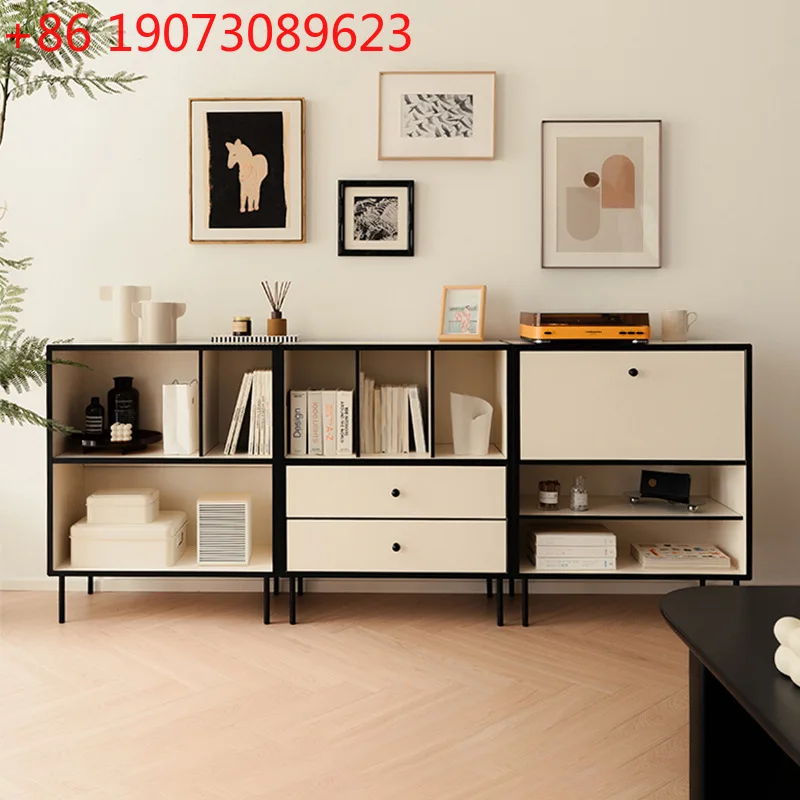 

Книжный шкаф из цельного дерева в кремовом стиле, французский дом, гостиная, витрина у стены, шкафчик для хранения вещей по бокам еды