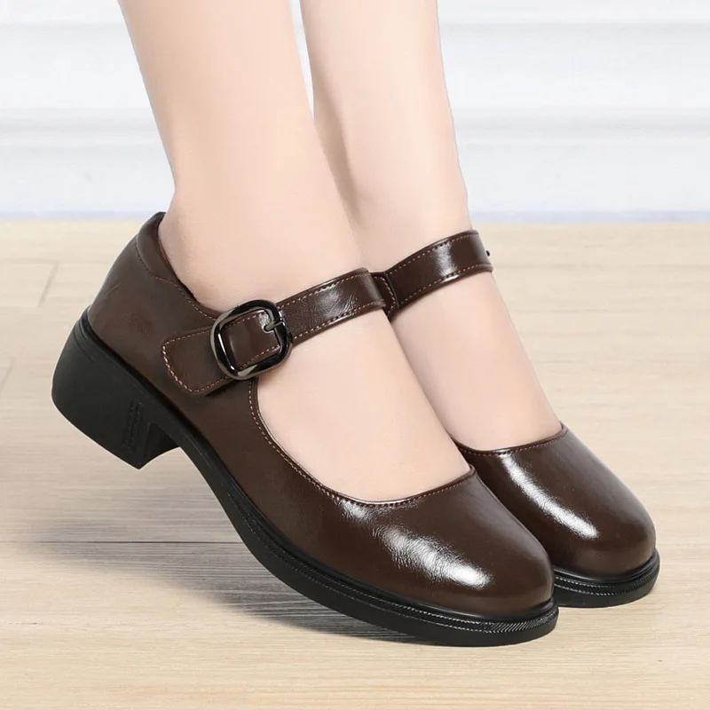 

Дышащая удобная обувь из натуральной кожи на плоской подошве, осень 2022, новые мягкие туфли Мэри Джейн на квадратном каблуке для офиса, мамы и девочки