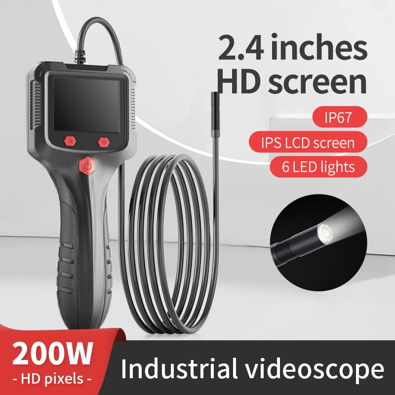 

Handheld 2.4 Inch IPS HD Screen Industrial Borescope Camera with LED Light Waterproof Sewer Car Engine Repair Detector