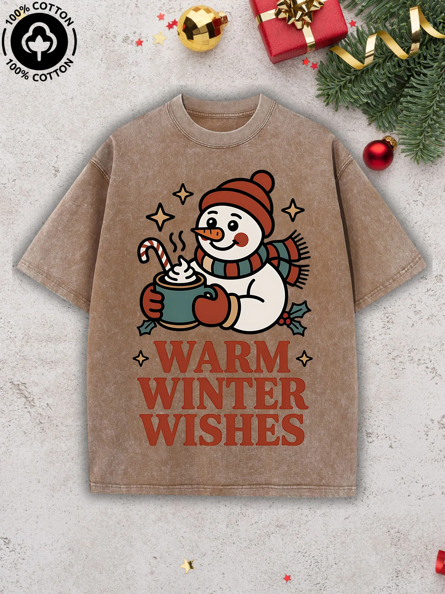 تي شيرت جرافيك للرجال من Wishes Winter Wishes، تي شيرت جمل عتيق من القطن الخالص، تي شيرت ريترو ستريت دروب شولدر #1