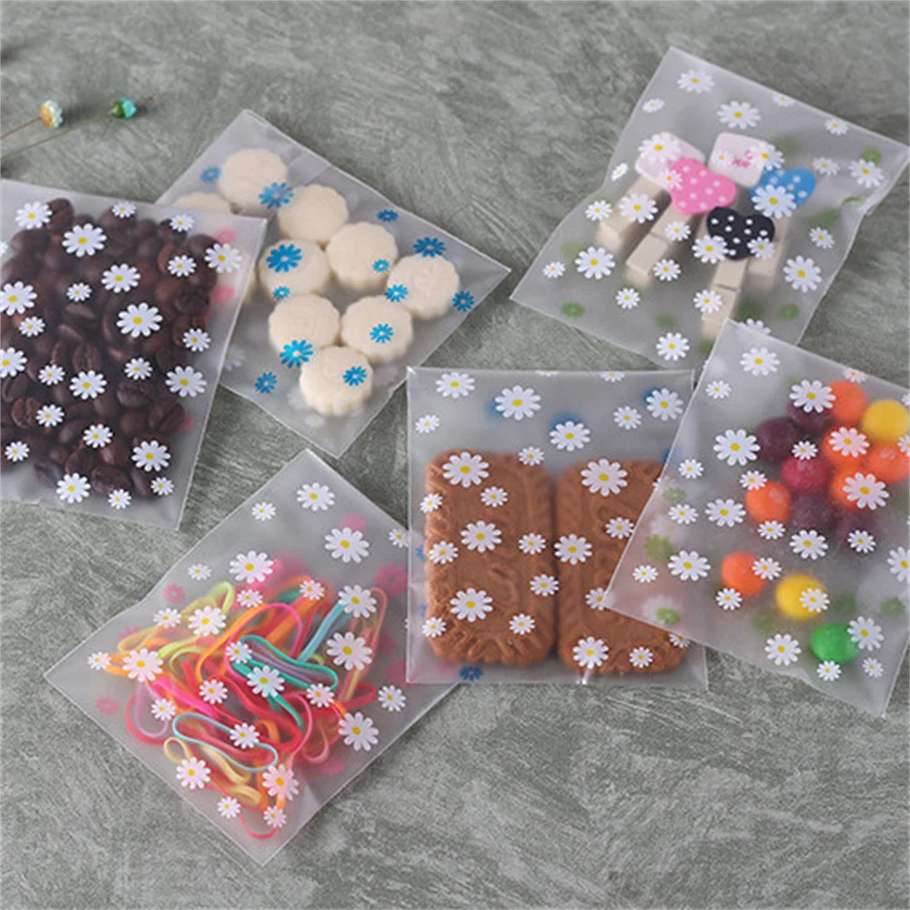 Daisy Sunflower Candy &Cookie Plastic Bags Multi Size Self-Adhesive Bag For Biscuits Snack Baking Packaging Supplies 2023 New