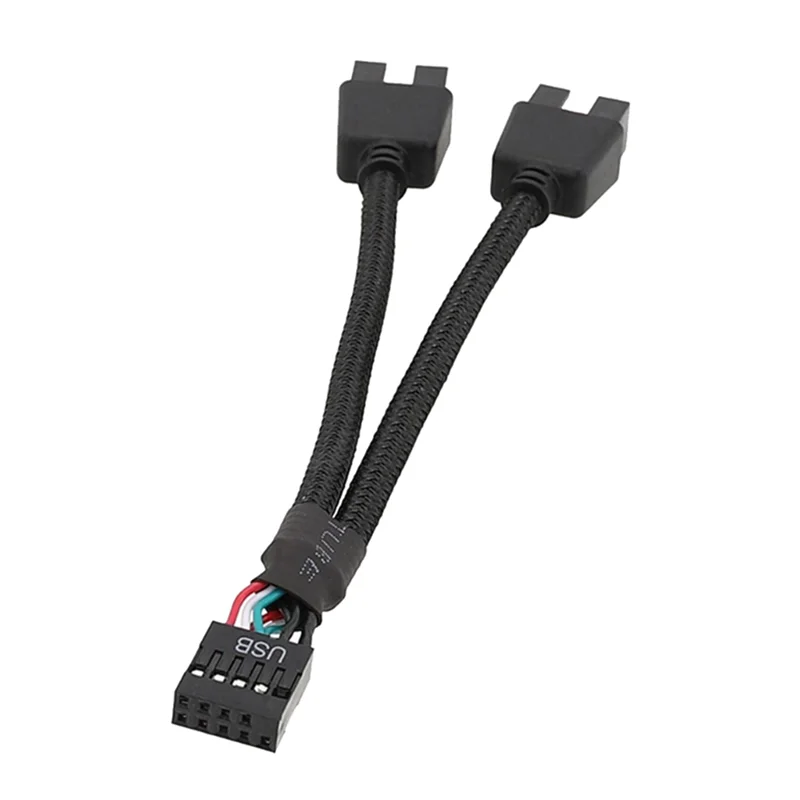 B24B 2 قطعة اللوحة الأم للكمبيوتر USB تمديد كابل 9 دبوس 1 أنثى إلى 2 ذكر Y الفاصل الصوت HD تمديد كابل للكمبيوتر DIY بها بنفسك