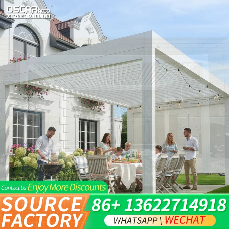 Container House with Rotating Blades Fan Outdoor Aluminum Pergola Powder Coated Frame for Parties pergola