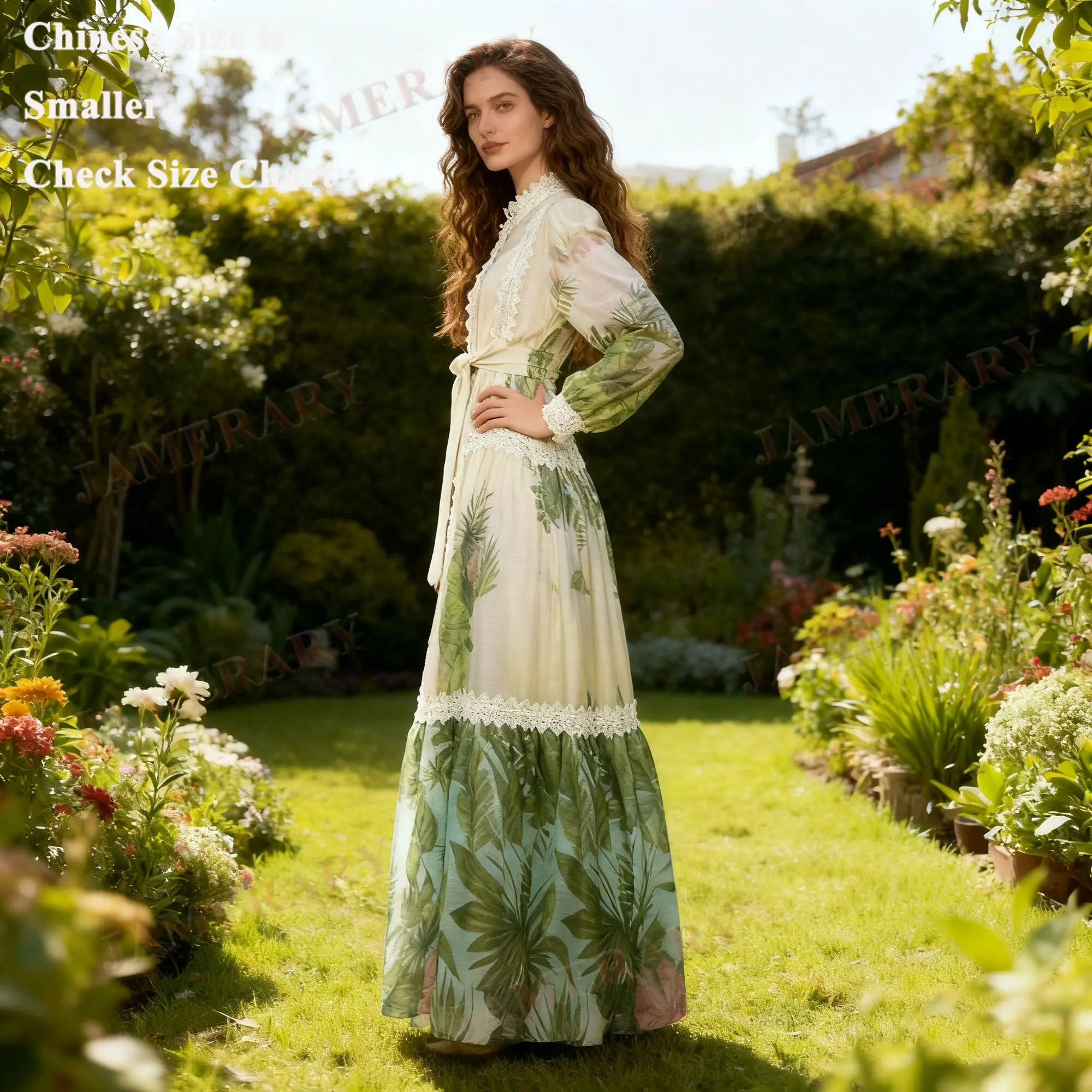 Summer Autumn Print Long Dresses Shirt Women Full Sleeve Single Breasted Floral Maxi Dress Dress Lace Linen Party Vestidos Brand