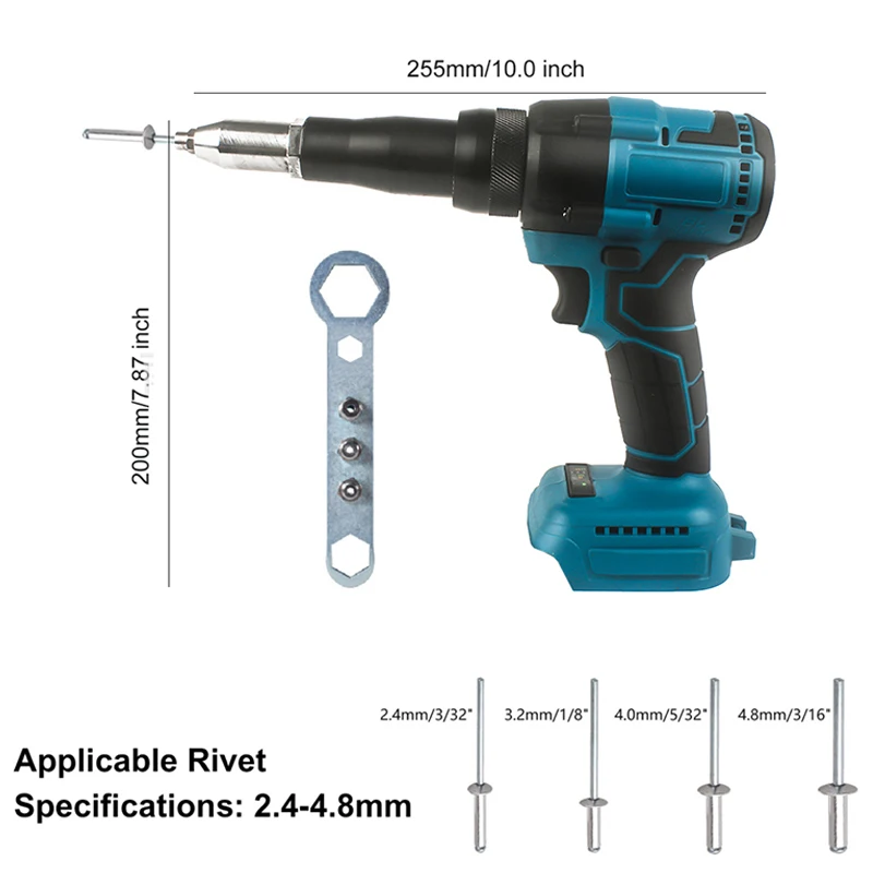 2.4~4.8mm Rivet Nut Gun Automatic Riveting Tool With LED Light For Makita 18V Battery No Battery Brushless Electric Rivet Gun