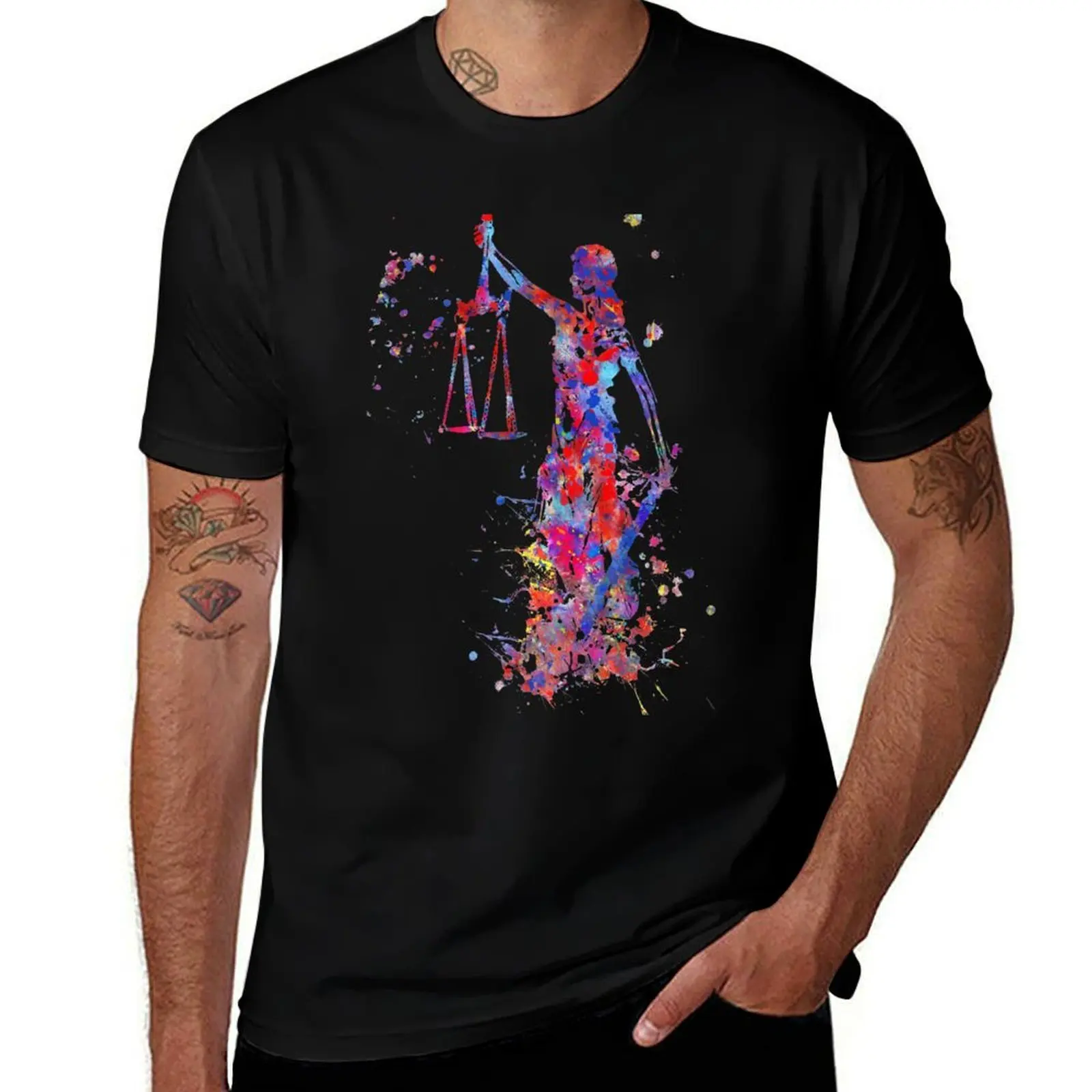 T-shirt avec impression Lady Justice, aquarelle Lady Justice, art de la justice, art aquarelle, impression aquarelle