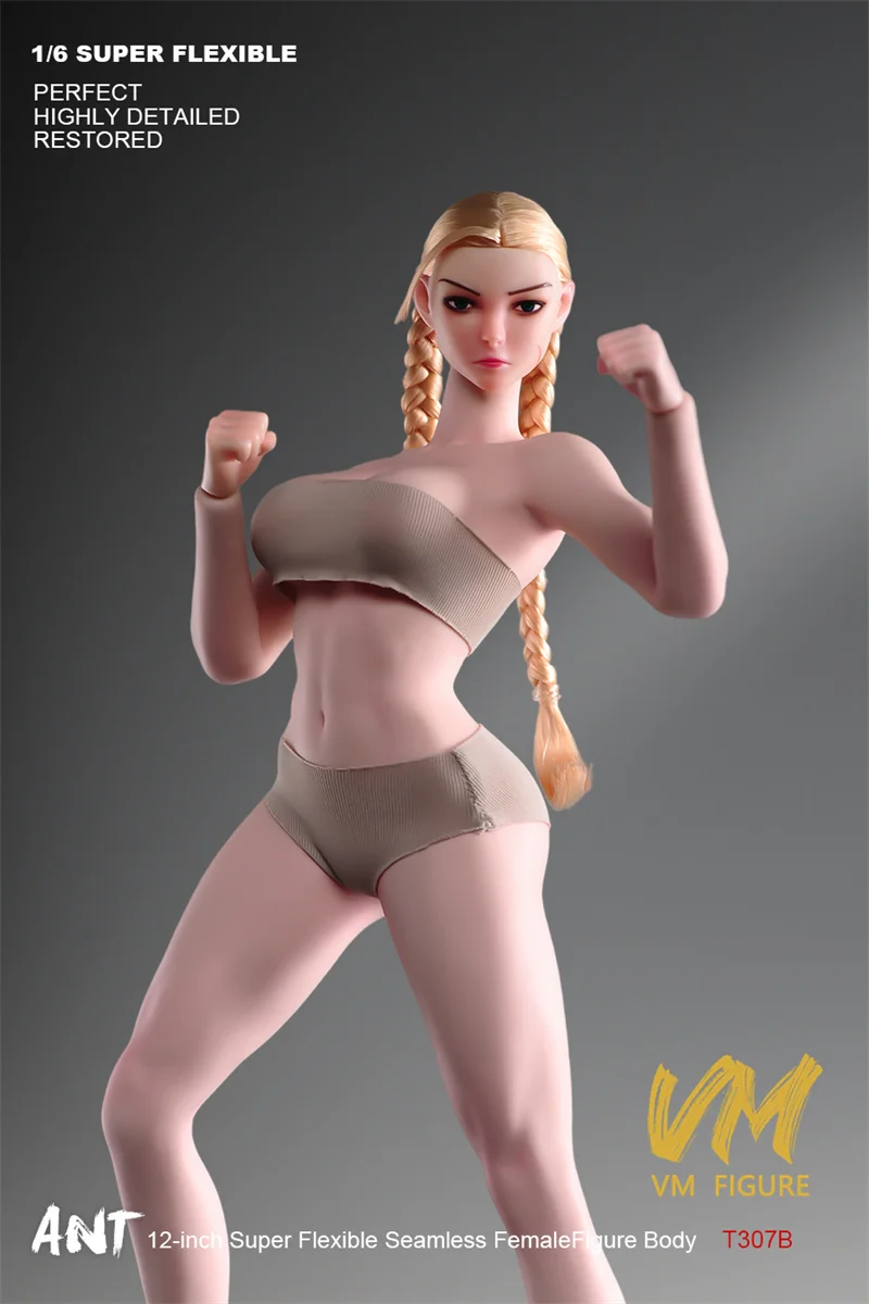 النمل T307 1/6 امرأة ماكياج سلس كبير الثدي اللياقة البدنية قوة العضلات سوبر مرنة الجسم 12 ''أنثى الجندي عمل الشكل دمية #4