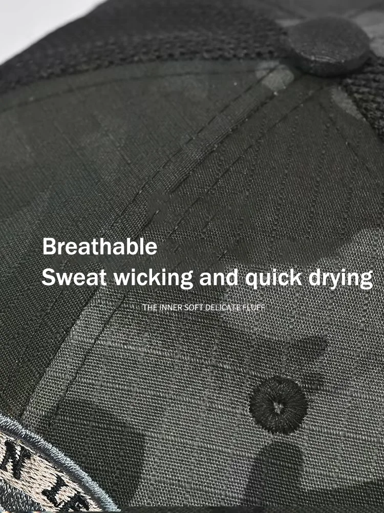 Inlndtor หมวกทหารขนาดใหญ่สำหรับกิจกรรมกลางแจ้ง, หมวกเบสบอลสไตล์บางใส่ในฤดูร้อนหมวกลายพรางปักลายพรางหมวกสำหรับผู้ชาย