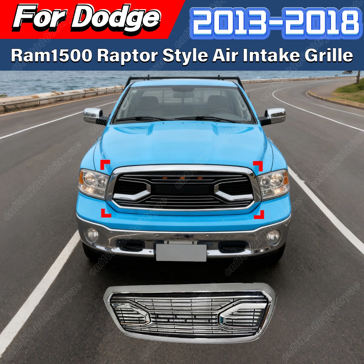 

For Dodge Ram1500 2013 2014 2015 2016 2017 2018 Car Front Bumper Radiator Protective Cover Martin Style Air Intake Grille Kit