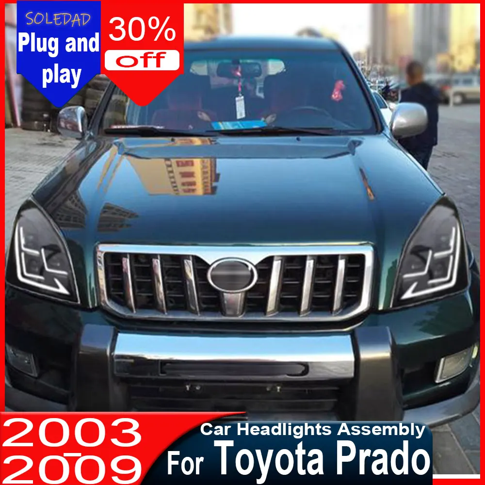 Car Styling headlight for Toyota Prado Headlight 2003 2004 2005 2006-2009 LED Headlight Projector Lens DRL Head Lamp Accessories