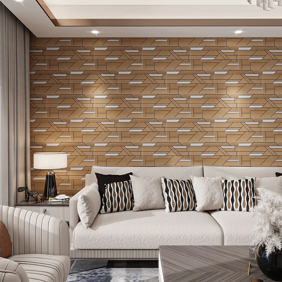 Creative Mosaic Stickers autoadhesivo impermeable Waterproof Wallpaper TV Background Self-Adhesive para sala de estar view 4