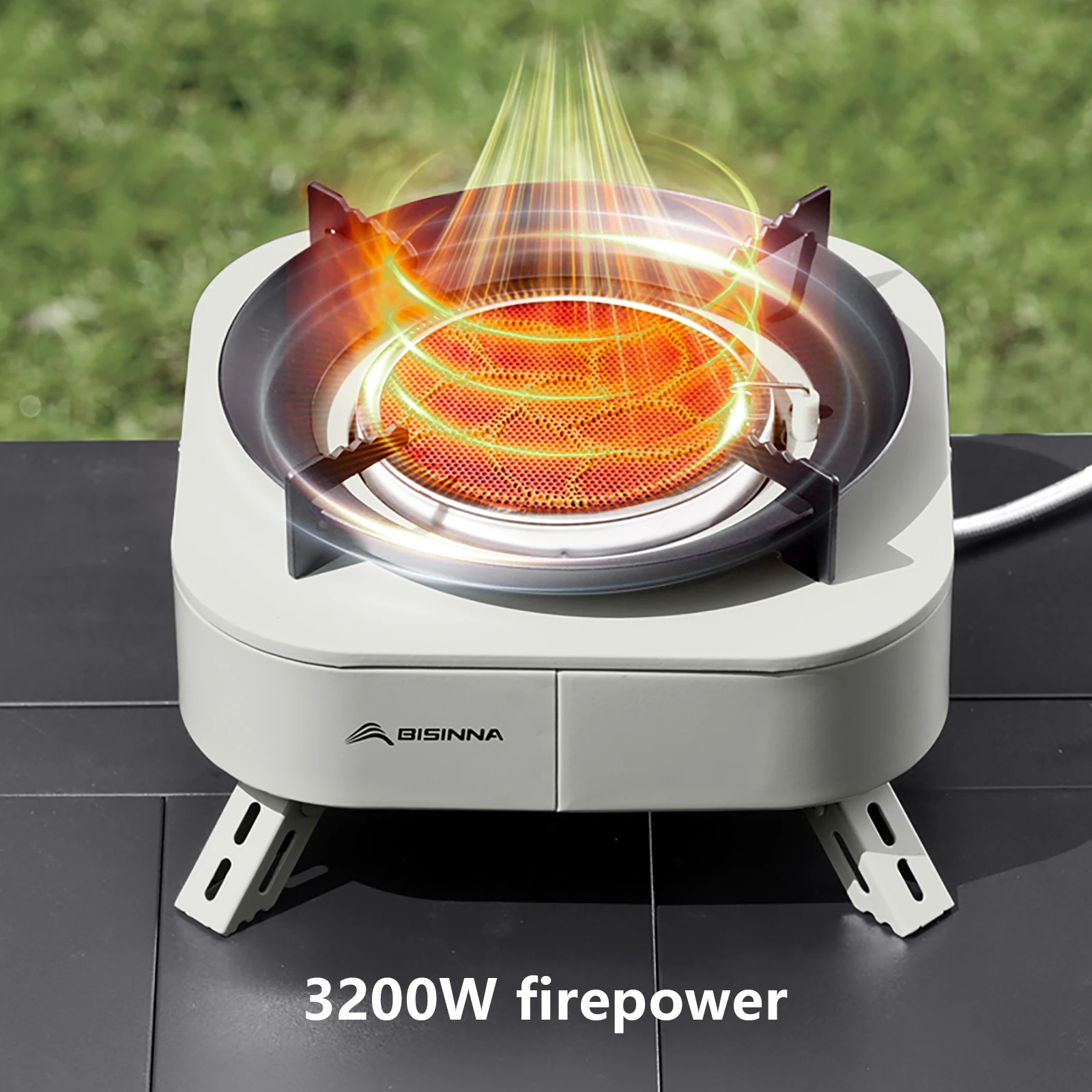 BISINNA التخييم موقد الأشعة تحت الحمراء المحمولة في الهواء الطلق موقد غاز خفيفة الوزن 3200 واط عالية الطاقة موقد نزهة التنزه لوازم التخييم #5