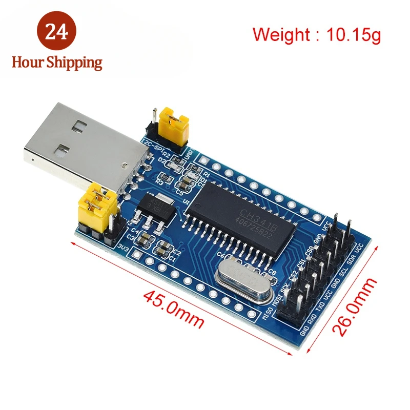 CH341A Programmer USB to UART IIC SPI I2C Convertor Parallel Port Converter Onboard Operating Indicator Lamp Board Module