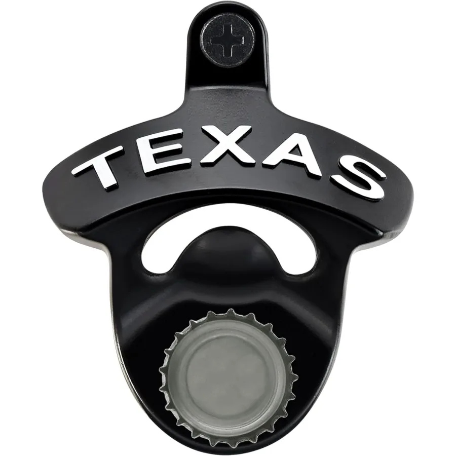 

Black Magentic TEXAS Bottle Opener Wall Mounted Stainless Beer Top Opener with Magnets Table Mounted for Cooler Post