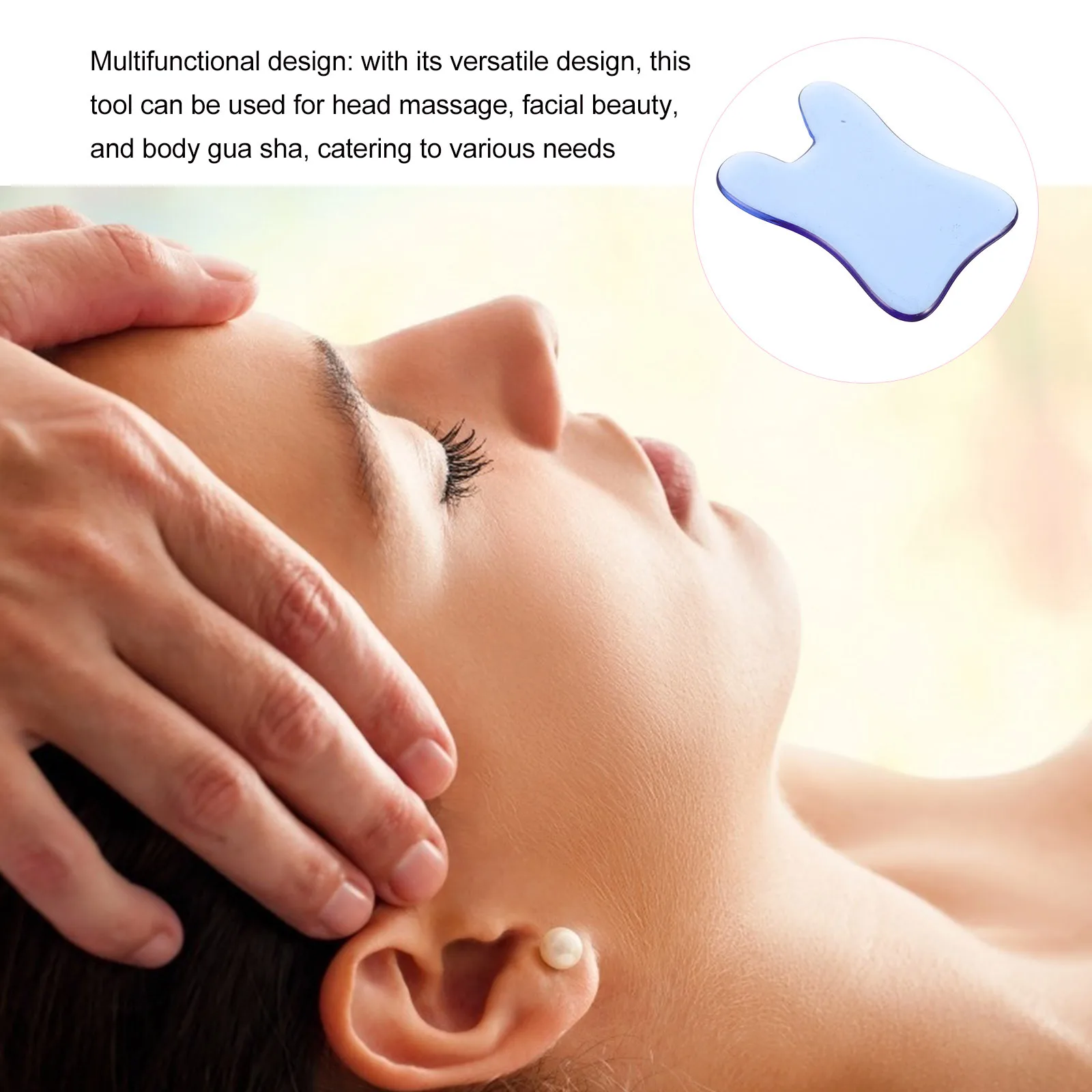 

Blue Crystal Gua Sha Stone Quadrilateral Shape for Face Massage Daily Use Facial Contour Puffiness Reduction Facial
