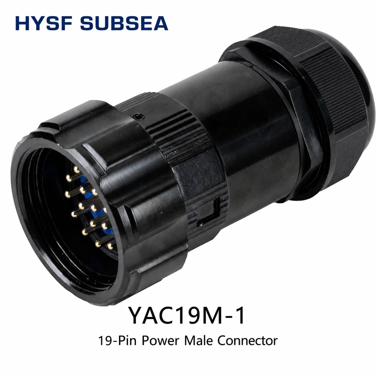 HYSF-SUBSEA 19 Pin Male Plug Inline Connector Aluminum Housing Gold-plated Brass Pins (Pre-installed) M40 19-28mm DIN SM-19MV
