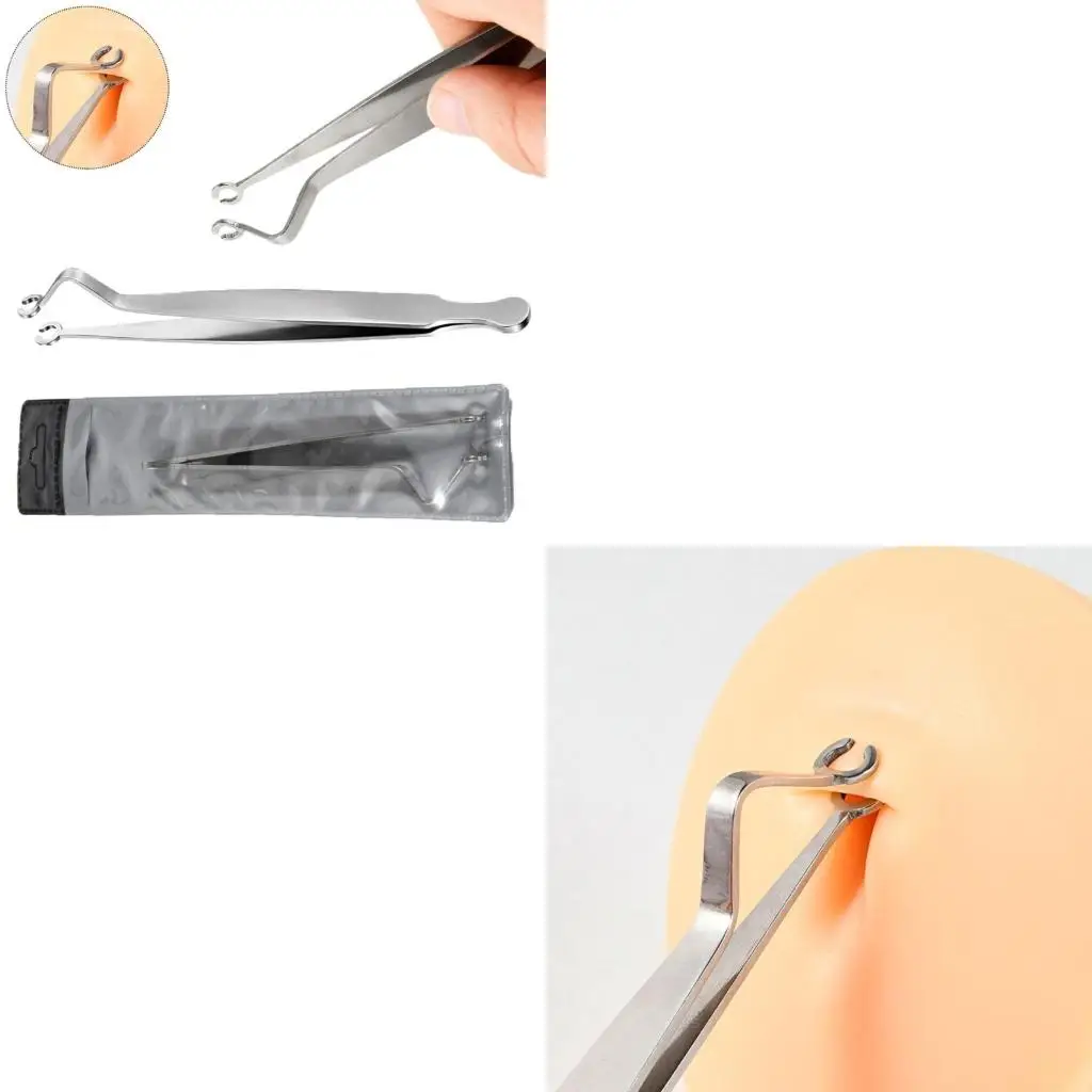 Stainless Steel Piercing Tool Efficient Piercing Clamp Body Piercing Tool Body Piercing Forceps for Body and Ear Jewelry
