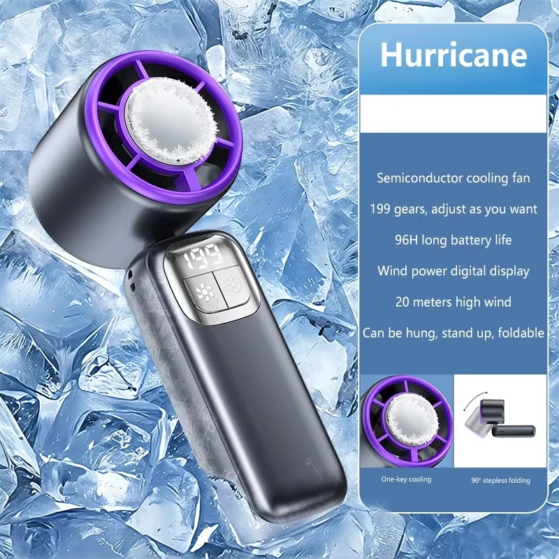 Lenovo 199 Hochgeschwindigkeits-Turbo-Jet-Ice-Kühler-Ventilator, USB-aufladbarer Handventilator mit bürstenlosem Motor für Outdoor, Büro und Reisen