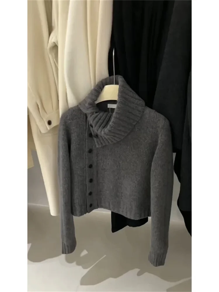 

Women's Grey Cardigan Knitted Sweater Harajuku 90s Aesthetic Y2k Long Sleeve Sweater Jumper Vintage 2000s Aesthetic Clothes 2025