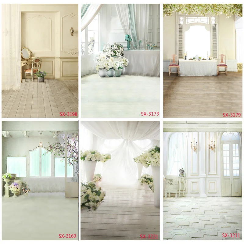 ZHISUXI Vinyl Photography Backdrops Prop Flower Wood Floor Castle Wedding Theme Photo Studio Background YXFL-56