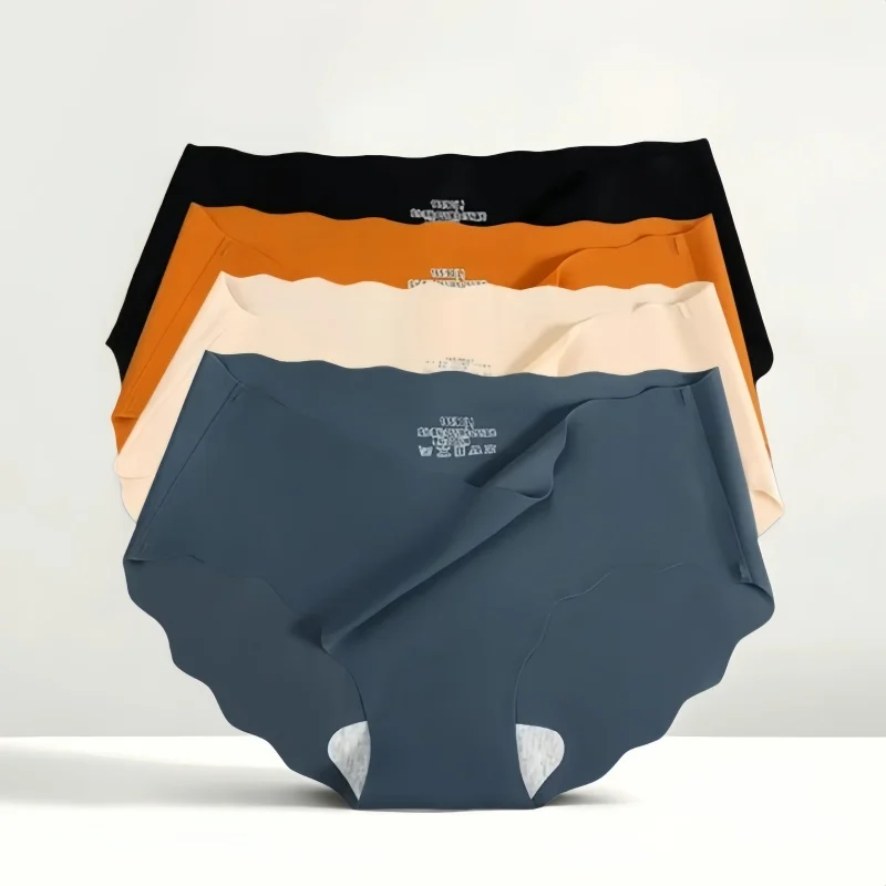 

1Pc Ice Silk Panties For Women Low Waist Panties Seamless Underwear Cotton Crotch Briefs Breathable Soft Sexy Lingerie Summer