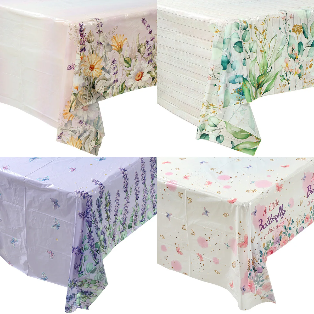 Light Purple Lavender Wildflower Tablecloth Butterfly Theme Birthday Party Decorations Kid Girl Baby Shower Supplies Table Cover