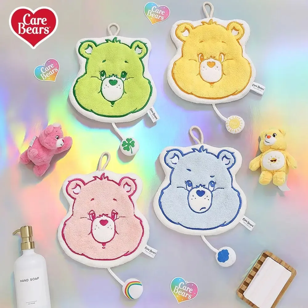 Genuine Care Bears Coral Velvet Hand Towel Hanging Kitchen Bathroom Double-layer Absorbent Towel Handkerchief Holiday Gift