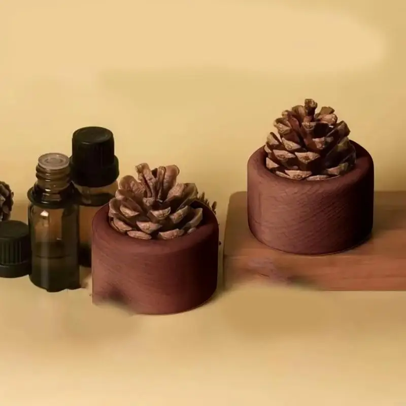 Wooden Pinecone Scented Diffuser Long Lasted Essential Oil Aromatherapies Dispenser Air Freshener For Office Living Room 
