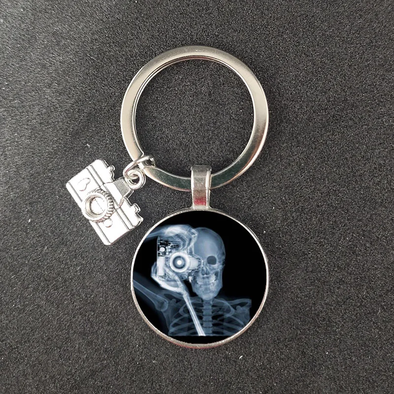 Nurse Keychain Alloy Camera Key Chain Jewelry Dome Glass Keychain Medicine Lovers Gift X-Ray Film Keychain Nurse Doctor Gift