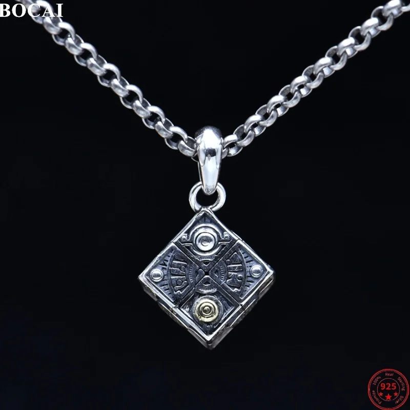 

BOCAI S925 Sterling Silver Charms Pendant for Men Women Retro Antique Rubik Cube Dice Amulet Punk Trendy Jewelry Wholesale