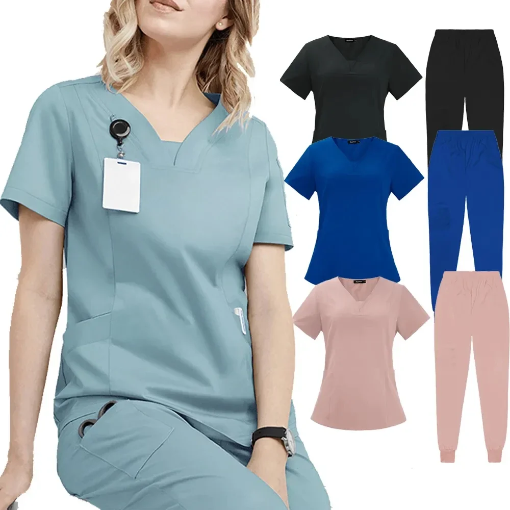 

Women Scrub Sets Medical Uniforms Surgical Gowns Nurses Accessories Hospital Dental Clinic Beauty Salon Workwear Clothes Suit