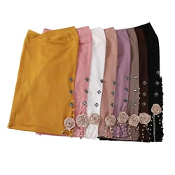 Flower Beading Amira Muslim Hijab Women Islam Headscarf Turban Pull On Ready Made To Wear Instant Head Wrap Niqab Nikab Khimar