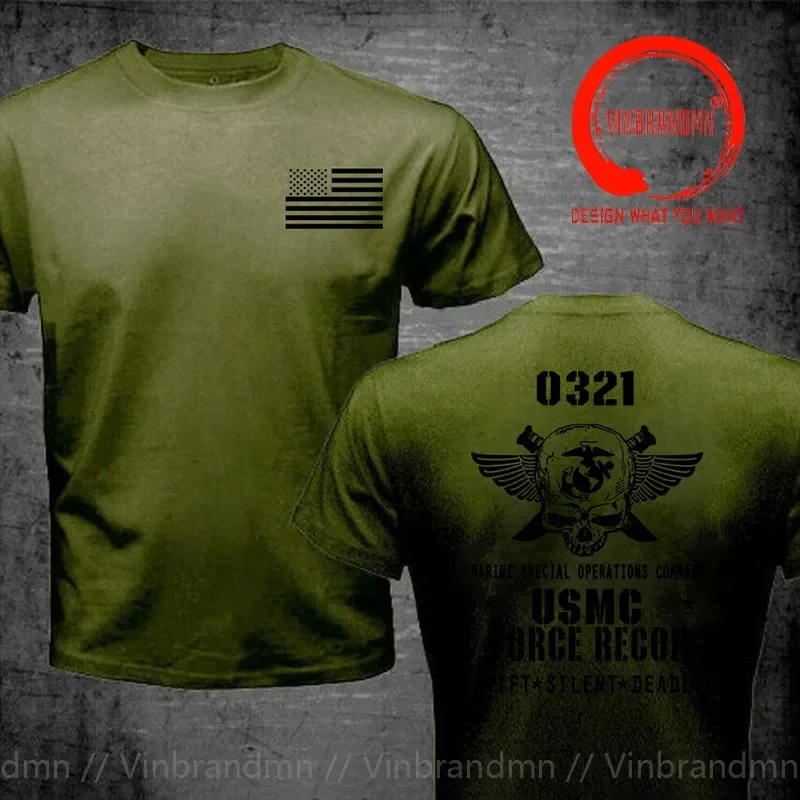 USMC T-shirt US Marines Semper Fidelis Devil Dog Military Force Recon T Shirt Men Cotton Tees Tops Streetwear Harajuku Tee Shirt