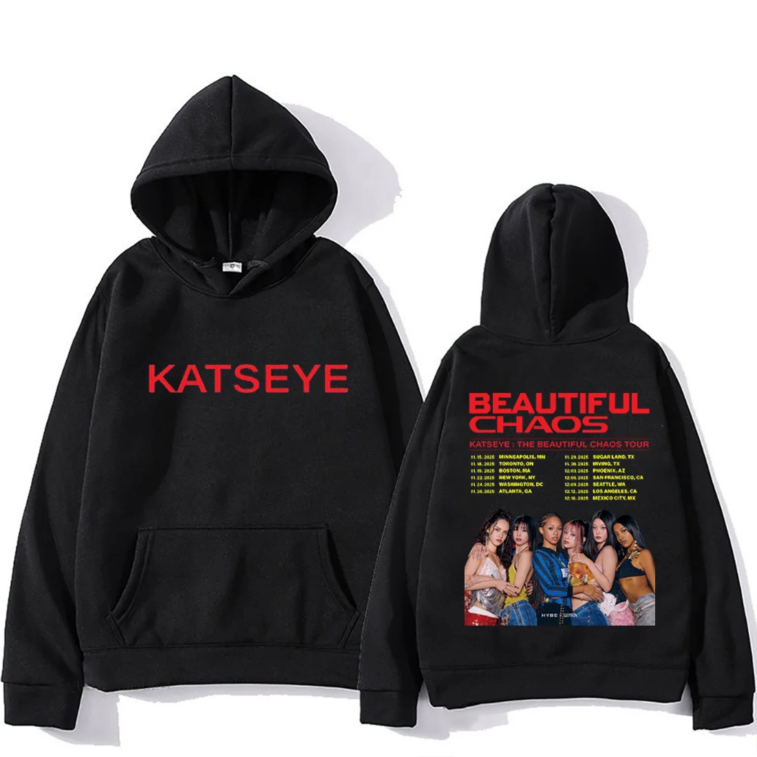 

KATSEYE : THE BEAUTIFUL CHAOS TOUR Fashion pop Hoodie Men Women's vintage clothes Fleece Long sleeve pullovers oversized hoodies