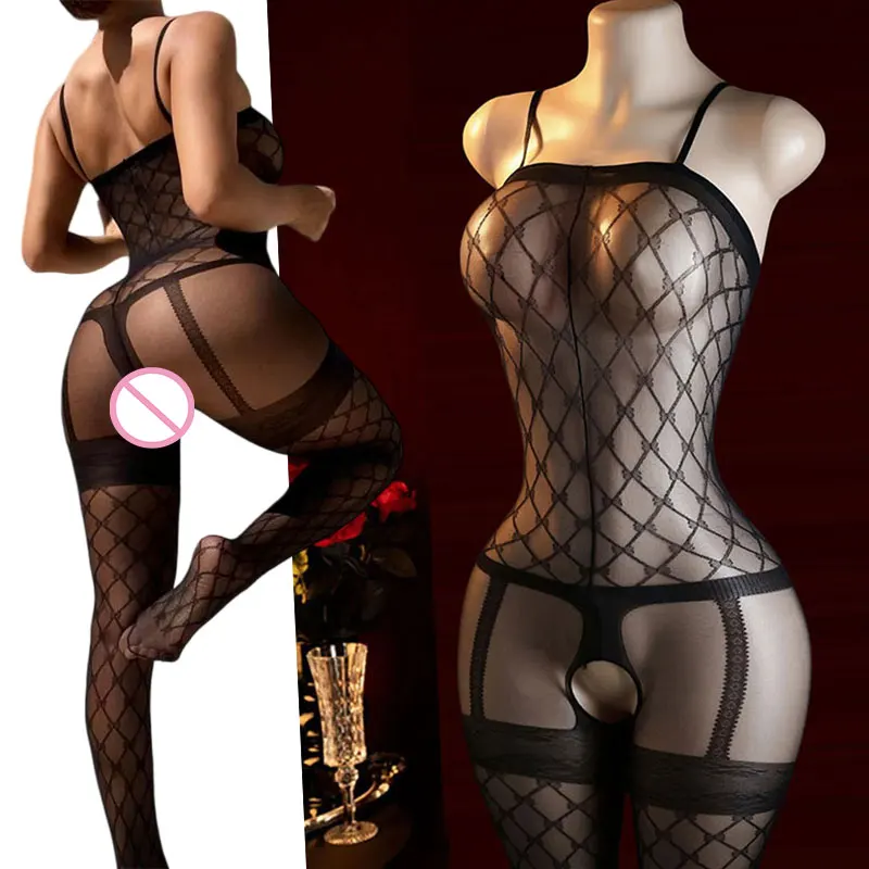 Erotic Crotchless Full Body Stockings Fishnet Adult Toys Sheer Open Crotch Lingerie Sexy BodyStockings Desire Underwear Tights image 2