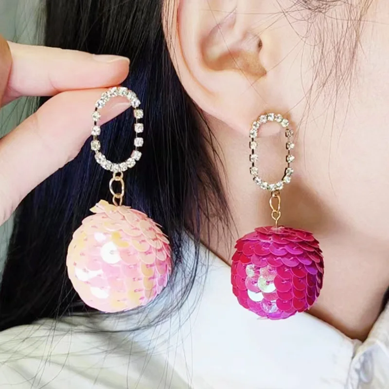 

300pairs/lot New Colorful Sequin Round Ball Earrings Earrings Earrings, Female Personalized Simple and Retro Design Earrings