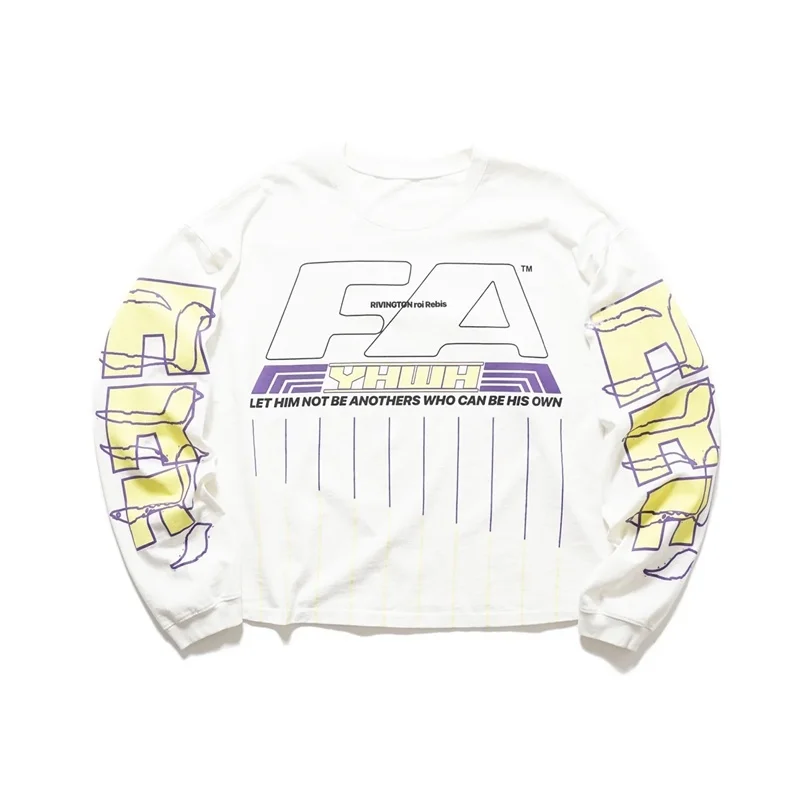 

Уличная одежда больших размеров, модная белая футболка с длинными рукавами RRR123, минималистичная футболка с буквенным принтом для мужчин и женщин, лучшая футболка из 100% хлопка