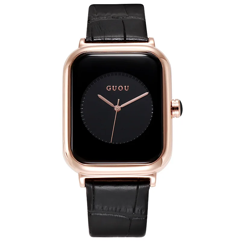 

Кварцевые часы с прямоугольным циферблатом и ремнем, кварцевые часы, деловые часы для отдыха